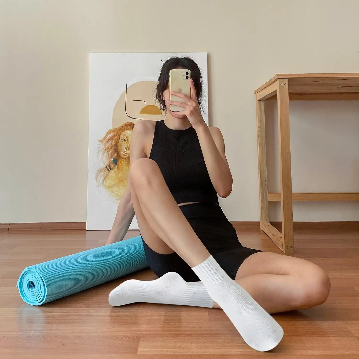 여성용 요가 양말 4켤레, 단색 미드솔 미끄럼 방지 그 - Yoga & Fitness With Faye The Well Being Studio Abbots Langley Reviews 리뷰 및 가격